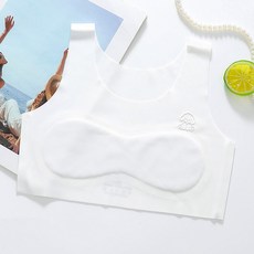 女童髮育期冰絲背心 帶胸墊 內衣 無痕 防凸點 夏季薄款 速乾透氣 高彈不勒 加寬肩帶