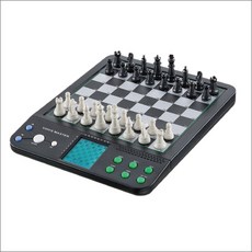 VOICE MASTER 智能國際象棋 人機對戰 兒童學生教學比賽 磁性迷你便攜 電子棋盤, 1個, 黑色(英文 德文) 主推款
