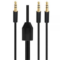 3.5mm 오디오 스플리터 케이블 1/8인치 1개 남성용에서 2개 남성용 TRS 스테레오 잭 헤드폰 Y AUX 금도금 커넥터 검은색 6.6피트 USA, 6.6FT