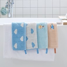 [MODERN HOUSE 중계점] 레츠트레블 자수 선염 핸드타월 4P세트 KB0125009, 1개