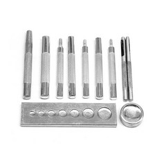 四合扣安裝工具633/655/831/201鉚釘打孔衝底座diy皮藝11件套裝, 1個, 四合扣工具11件套:如圖