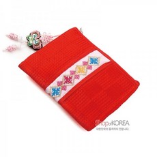 전통 자수 누비 동전지갑 띠 사각 디자인 적색 휴대용 소품지갑