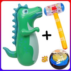 台灣出貨 大號95cm充氣恐龍不倒翁玩具兒童PVC氣球健身卡通拳擊禮品, 90cm綠恐龍+打氣筒+65cm錘, 1個