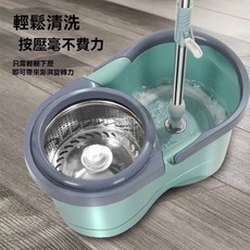 《小日子家居館》旋轉拖把 家用帶桶家用拖把拖布 旋轉式自動甩乾帶脫水桶套裝 一拖淨, 卡其色,拖把桶+普通杆+塑籃+塑盤+1拖頭, 1個