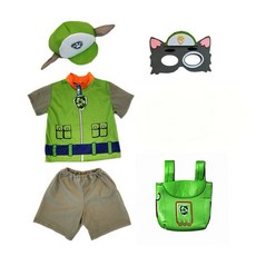 叢林救援隊角色扮演服裝組 - 帽子 背包 上衣 短褲 面具, 灰灰L短袖+背包+眼罩, 1個