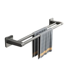 한봄누리 무타공 수건걸이 와이드 2단 60cm, 그레이, 1개