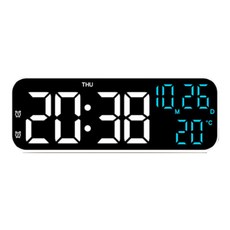 빅세일 디지털 탁상시계 LED 전자 온도계 날짜 요일 알람, 화이트