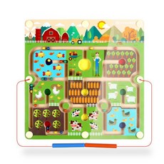 韓國高麗寶貝GoryeoBaby農場主題運筆磁性迷宮 走珠親子益智玩具 訓練邏輯思維, 1個, 農場迷宮