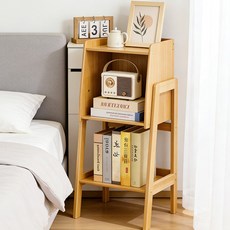 쿠리브 원목색 인테리어 책장 다용도 대나무 수납장 거실 서재 책꽂이, 원목
