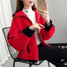 Momolatti 여성 지퍼 추동 쇼트한 뽀글이 자켓