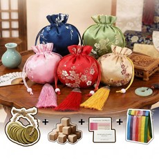 쇼핑쟁이 오복십전 미니 복주머니 명절 외국인 전통 선물세트, 홍+황+녹+분+청