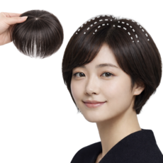 메이빈 티 안나는 정수리 헤어피스 100% 인모 수제 부분가발, 1개, 내츄럴레드브라운