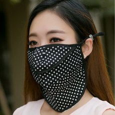 스포츠 골프마스크 자외선차단 안면 마스크 얼굴햇빛가리개, 도트블랙
