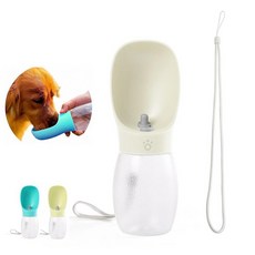 휴대용 강아지 물병 354.9ml(12온스) 누출 방지 여행용 반려동물 디스펜서 청록색 물 음료 피더 포함 (블루 스몰) 198706, 화이트