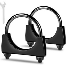 XIEKRAB 2Pcs 헤비 듀티 2인치 머플러 클램프 녹슬지 않음 배기 파이프 직경 블랙 새들 스타일 U-볼트, 5.0"