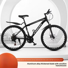 자전거 BMX 묘기 입문용 20인치 비엠엑스 산악 기어드 충격 흡수 전면 및 후면 더블 디스크 브레이크 21단, 24Inch, 11)Black Spoke Wheel