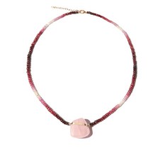 지아지아 14K 옐로 골드 쿼츠 루비 옹브레 비즈 네크리스