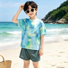 델루비오 남아 비치 수영복 세트 아동 반팔 반바지 바캉스 물놀이옷