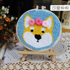 斑馬麥麥DIY戳戳繡刺繡材料包-含繡繃，手工刺繡DIY材料簡單刺繡, 藍色, 黃色, 白色, 紅色, 棕色, 綠色