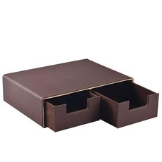 XNONE Pu 가죽 쌓을 수 있는 서랍 정리함 2칸 포함 핸드메이드 티백/커피 포드/주얼리/화장품/휴대폰/문구류 책상 보관 상자 커피용 언더 브루어 190992, 커피