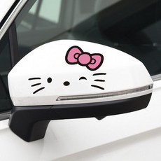 Hello Kitty KT貓汽車身貼，劃痕遮擋，可愛卡通機車裝飾貼紙, KT-11CM【後照鏡貼】一對裝, 1個