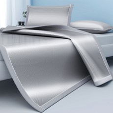 全店精選 夏季轻奢冰丝凉席三件套可机洗折叠空调软席双人家用宿舍纯色席子, 【抗菌席直角款】-灰色,0.6M【儿童席60*120单件】