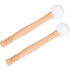 크리스탈 싱잉 볼용 2PCS 우드 고무 망치 - 툴 요가 음악 명상을 위한 편안한 그립감의 22cm 타악기 스틱