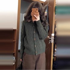 투니스 여성 투피스 디자인 루즈핏 스플라이싱 긴소매 니트 가디건