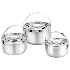 美國MotherGoose鵝媽媽 304不鏽鋼凱芮調理鍋16/19/22cm三入組 不鏽鋼湯鍋 電鍋內鍋, 1套, 不鏽鋼銀, 22cm