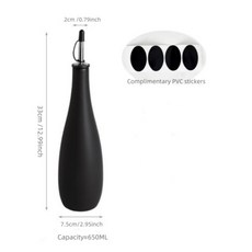 日式兩用油壺 陶瓷油瓶 防漏油罐 調料瓶 大容量廚房用品, 1個, 650ml錐形款-黑色油壺（贈送pvc）