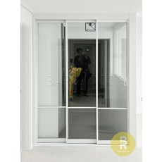 51번 초슬림3연동중문 고시형 투명+모루세로강화유리 // 현관중문 시공비포함 소음차단 반려견안전 맞춤제작 아파트빌라중문, 1개