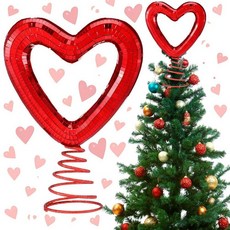 Halloscume 16cm(6.3인치) 발렌타인 데이 트리 토퍼 디스코 스팽글 트리탑 글리터 하트 장식 나선형 베이스 러브 장식품 웨딩 파티 테이블 용품(레드) 191477, 레드