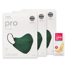 아에르 프로 그린 중형 10매 x 3박스 방진마스크 컬러마스크 +밴드골드플러스 지우개밴드 10매 멸균밴드, 그린 중형 10매 x 3박스 +지우개밴드 10매, 1개