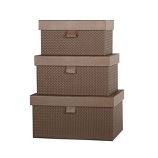 고급 가죽 휴대품 호텔 보관함 캐비닛 수납상자 보관, 1개, F. 갈색 직조 질감