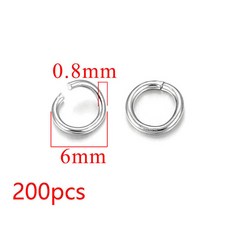 100-200 개/몫 Diy 쥬얼리에 대 한 3/4/5/6/7/8/10mm 스테인레스 스틸 골드 도금 점프 링 커넥터 액세서리, 10 Steel 6mm200pcs