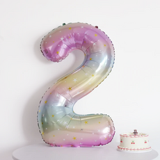 파파 파티 오로라 별장식 스타 숫자 풍선 생일 셀프 사진, 1개, 2