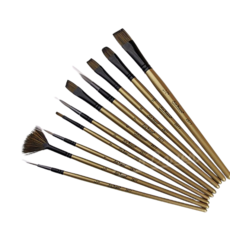 키넬아트 나일론 강모 브러쉬 10종 수채화 유화 페인팅 미술 붓, 1세트, 혼합