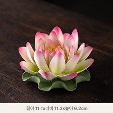 금성여자 연꽃조화 연꽃 조화꽃 연등제작 불교굿즈, 핑크 그라데이션 그린 A, 기본 향