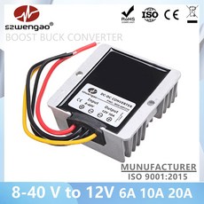 Szwengao 부스트 컨버터 전압 조정기 안정기 10A 변압기 6A 20A 공급 8V 자동차 장치 전원 40V 12V, 8 40V, 12V 20A
