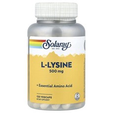 Solaray L-Lysine 500mg VegCaps 솔라레이 L-라이신 500mg 베지캡, 3개, 120정