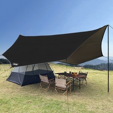 탑 랜더 경량 대형 팔각형 캠핑 방수 자외선 차단 타프 여러 명이 사용 가능 510x510, 타프 세트, 블랙