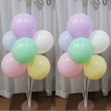 올리브파티 펄풍선 하트 풍선 풍선꽂이 풍선스탠드 2개 생일파티용품 세트, 1세트, 마카롱혼합