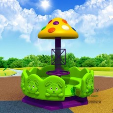 야외 회전 목마 유치원 놀이 터 기구 스윙 펜션, 녹색 버섯 회전의자 145x180 10석, 3박스