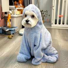 寵物浴袍 寵物浴袍 寵物吸水浴袍 超快吸水寵物毛巾 狗狗浴袍 寵物洗澡毛巾 速乾吸水浴袍 珊瑚絨浴袍 狗浴巾 寵物浴, 1個, 邦迪藍 S 胸圍40cm背長30cm身