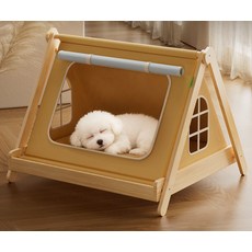 DZER 애완 동물 텐트 침대 반려동물 집 실내 방수 나무 프레임 조립 쉬운 통풍 좋은 강아지 고양이, 개집, 그림색