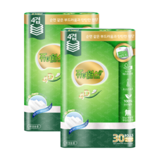 퓨어얼스 화장지 천연펄프 4겹 고급롤화장지 24m 30롤 2개, 30개입