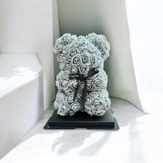 도모도 향기나는 플라워 인형 베어 명품향 장미디자인 기념일 생일 행사 선물용 그레이, 라뉘드 퍼퓸(입생로랑type)
