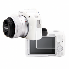 CANON EOS R50 카메라 하우징 범퍼 케이스 + 액정 방탄유리 필름, 화이트