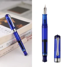 PENBBS 470 만년필 풀 타입 진공 잉크 흡입 필기구 창의적인 색상 아크릴 소재 성인 학생 연습용 펜 35 #, 17 56 - Silver Blade F