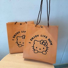 리유저블 방수 부직포 쇼핑백 큐티 KT 캣 부직포 쇼핑백, 25개, 캐러멜28*30*10CM